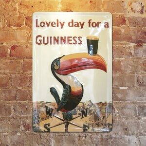Guinness| Toucan Art Metal Sign in Orange and Black 8 x 12”
